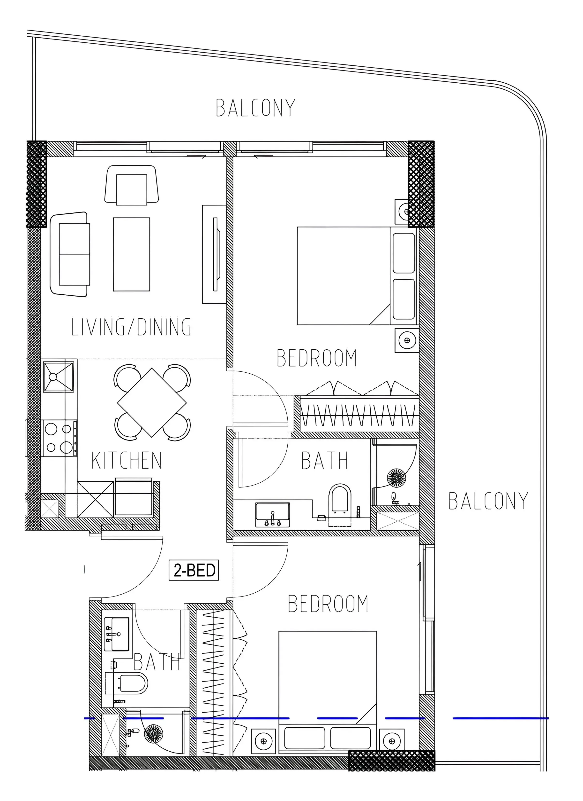 2 bedroom Apartments floor plan at Elo 2 and 3 Damac