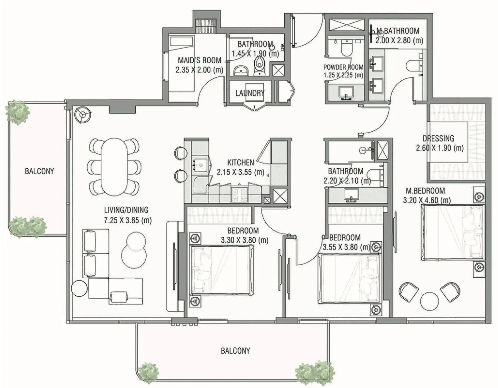 3 bedroom Apartments floor plan at Ayamore Residence