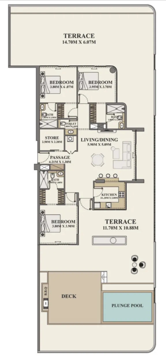 3.5 bedroom Apartments floor plan at Celeste Heights