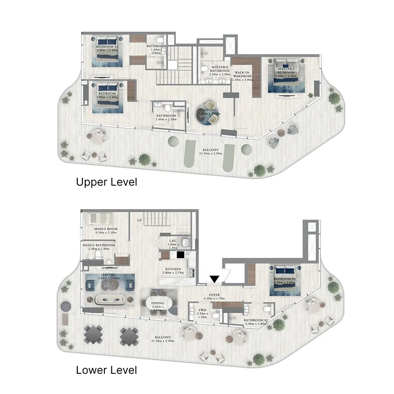 4.5 bedroom Duplex floor plan at Royal Yacht Club Residence