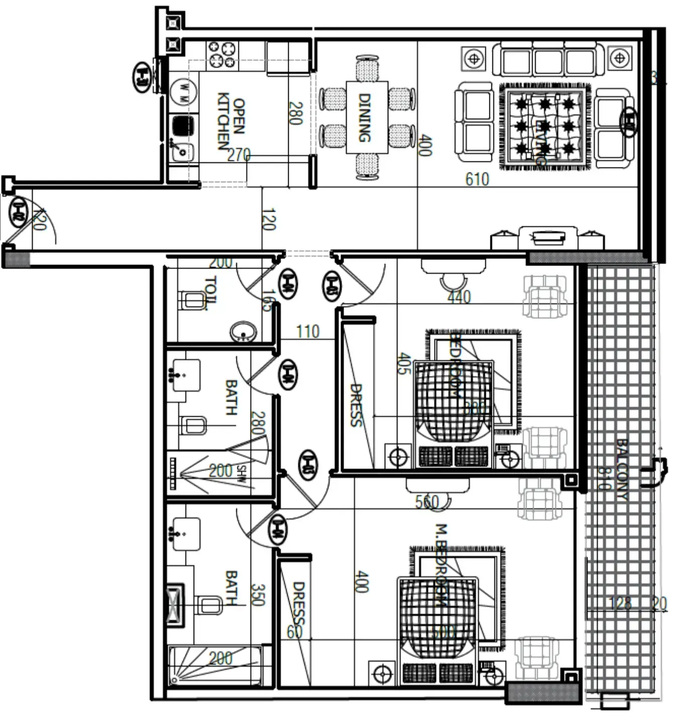 2 bedroom Apartments floor plan at Mackerel Tower