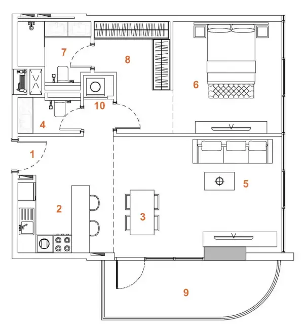 1 bedroom apartments floor plan at The Orchard Place Tower C
