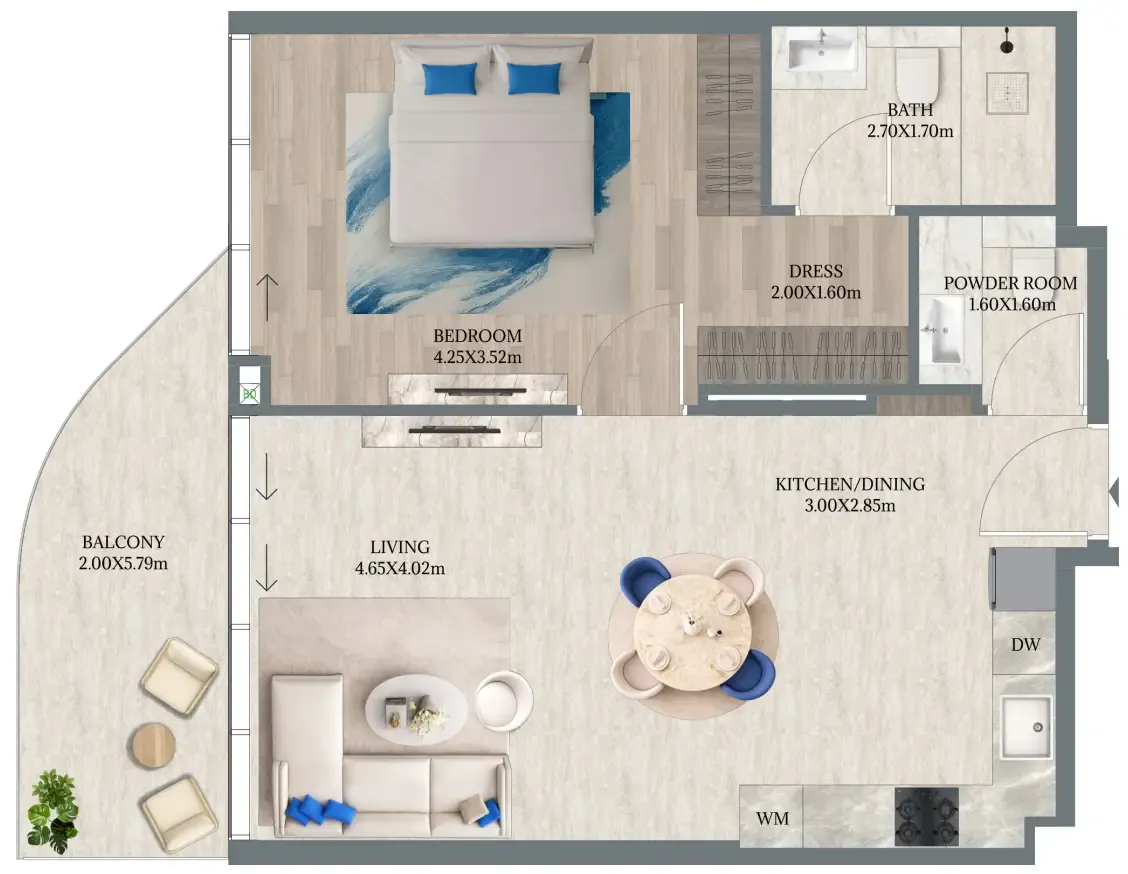 1 bedroom Apartments floor plan at Maravea Residences