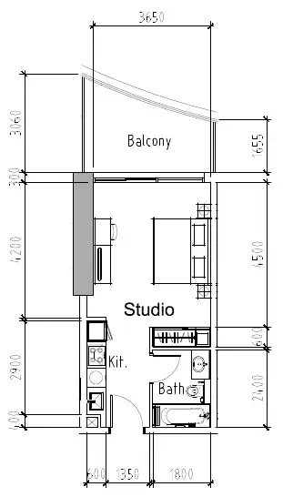 0 bedroom Apartments floor plan at Aykon City Tower