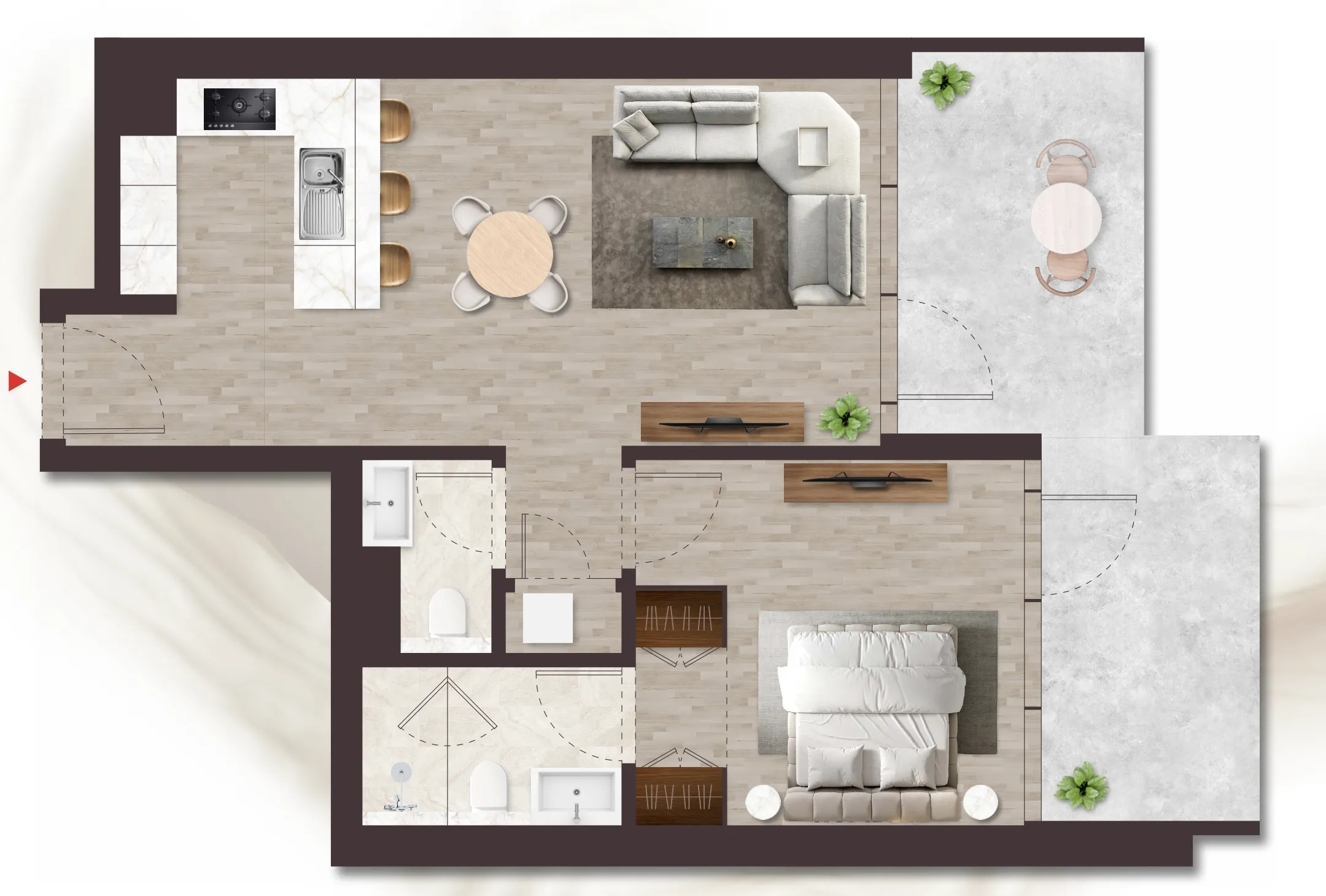 1 bedroom Apartments floor plan at Island Heights