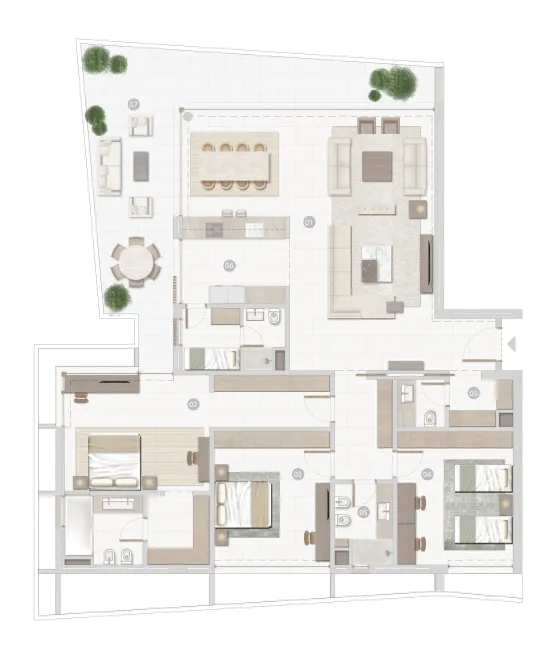3 bedroom Apartments floor plan at Al Zorah Seaside Hills