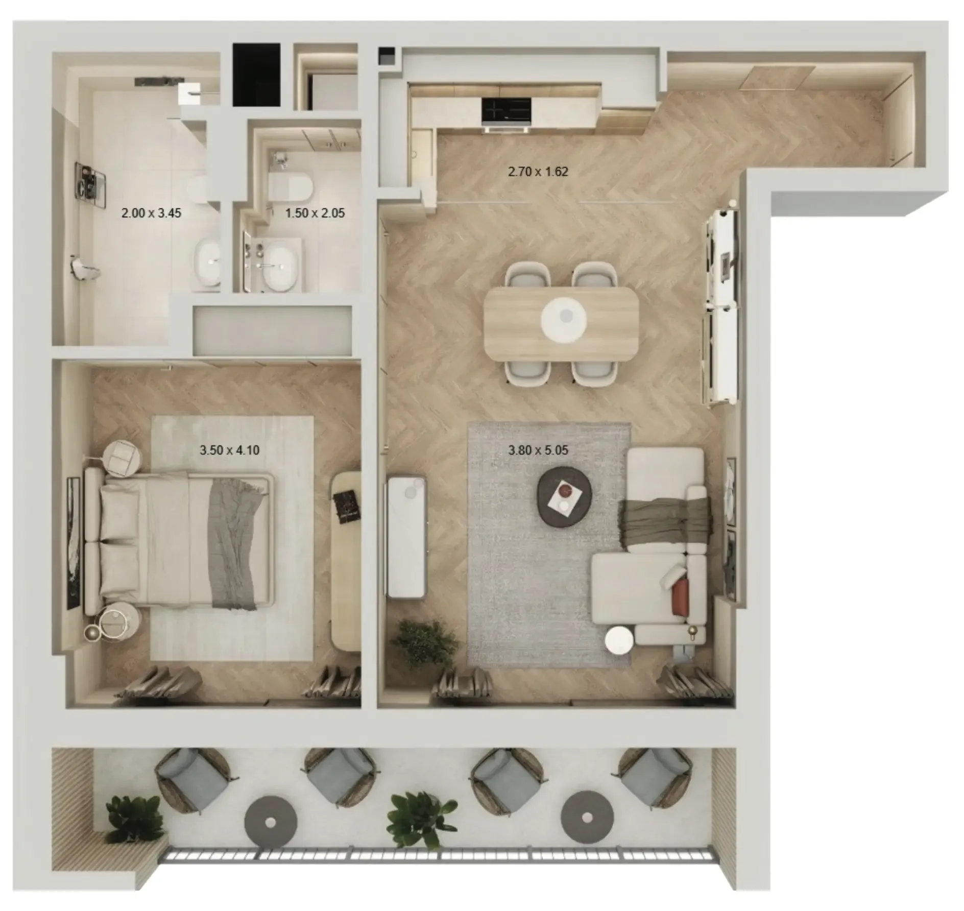 1 bedroom Apartments floor plan at Arisha Terraces