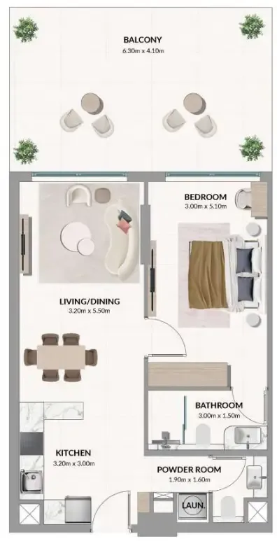 1 bedroom Apartments floor plan at Woodland Terraces