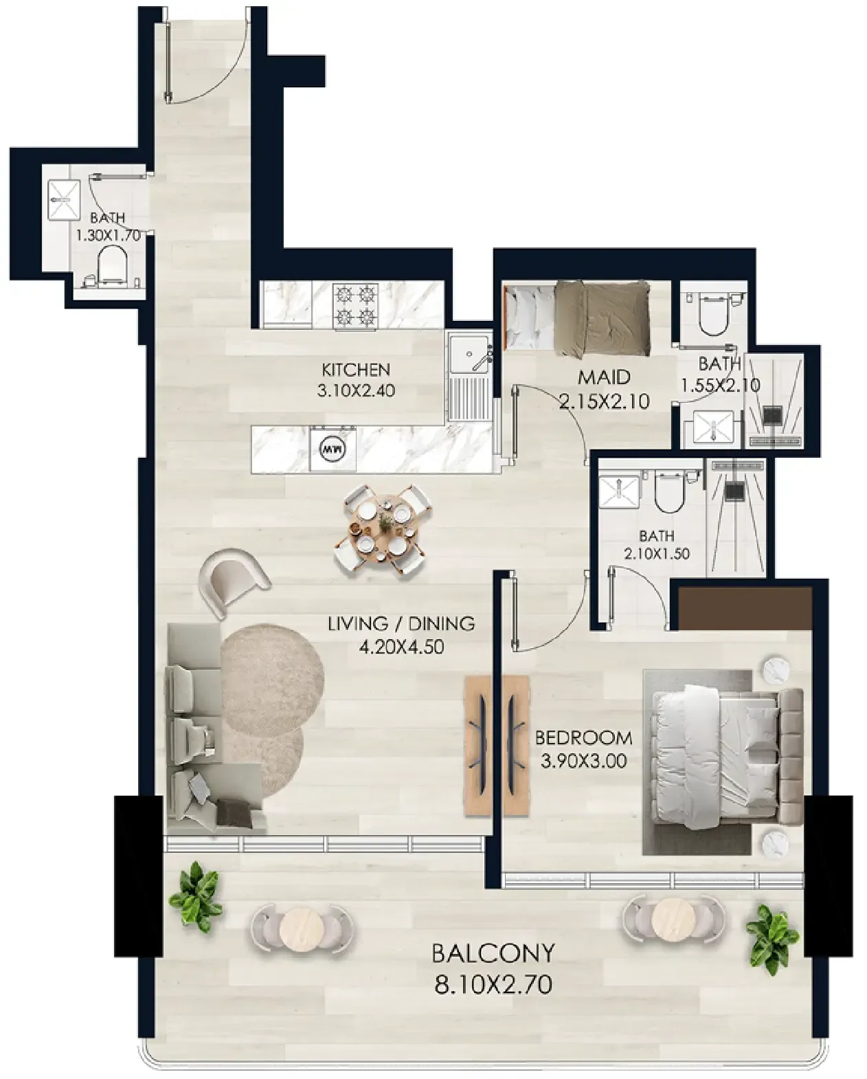 1 bedroom Apartments floor plan at Vista by Vision
