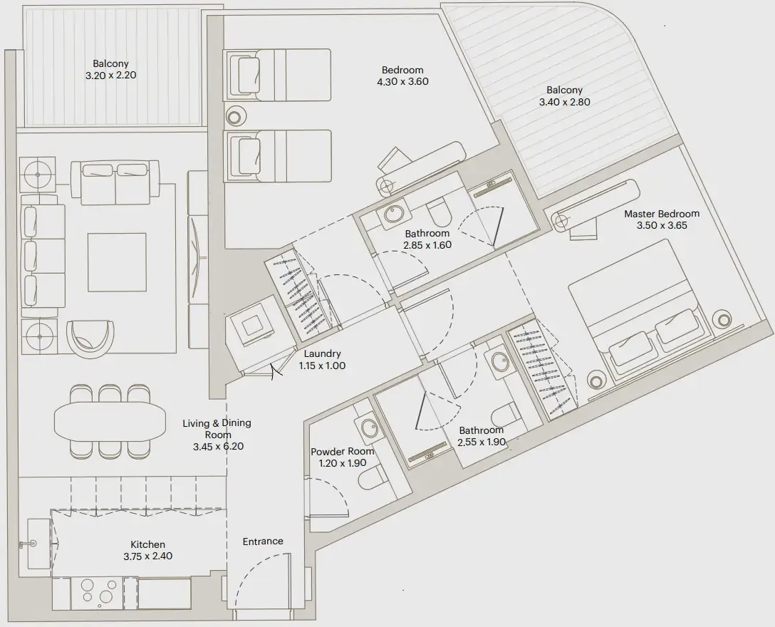 2 bedroom Apartments floor plan at Eleve