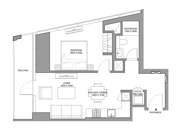 1 bedroom Apartments floor plan at The Serene at Sobha Central