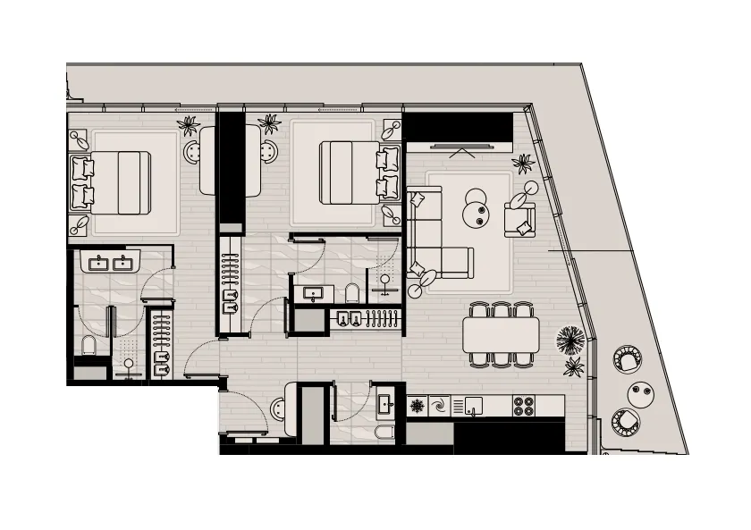 2 bedroom Apartments floor plan at Iconic Tower