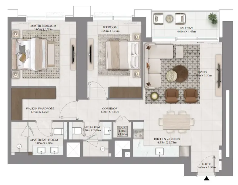 2 bedroom Apartments floor plan at Lyvia By Palace