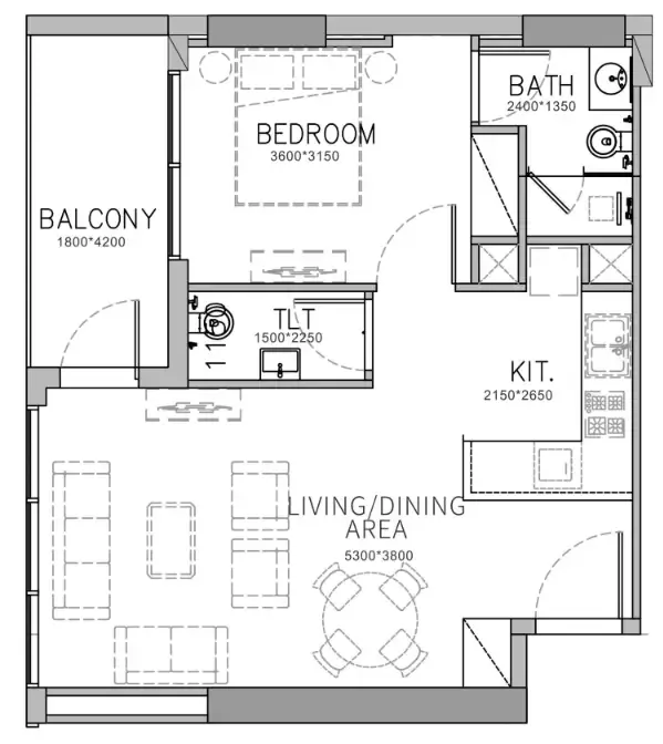 1 bedroom Apartments floor plan at Stamn Yuni
