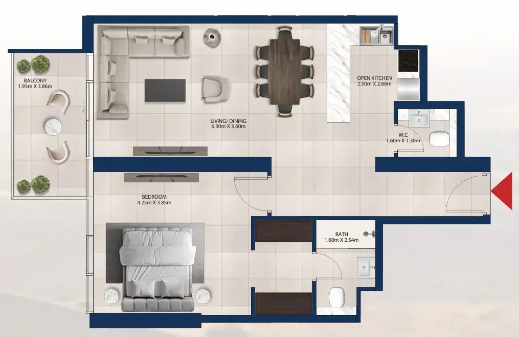 1 bedroom Apartments floor plan at Al Vista