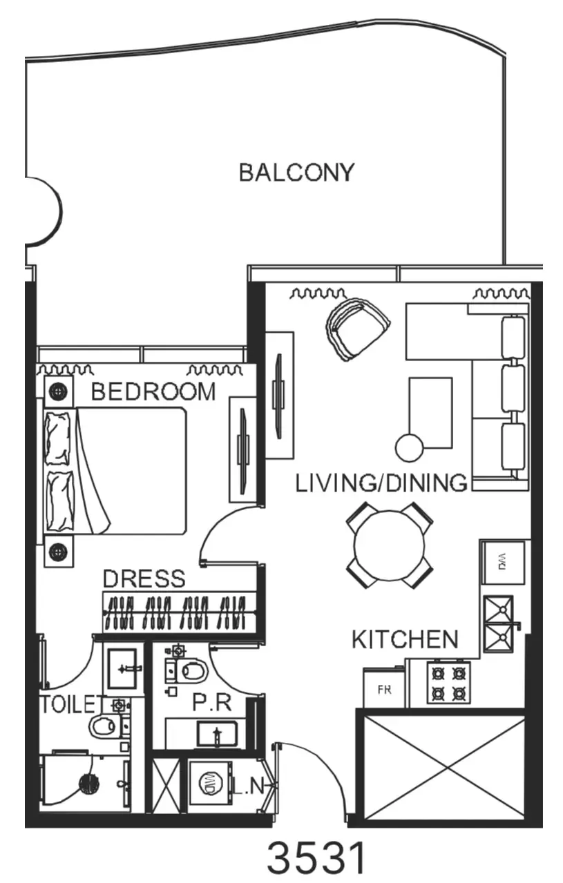 1 bedroom Apartments floor plan at The WOW Tower