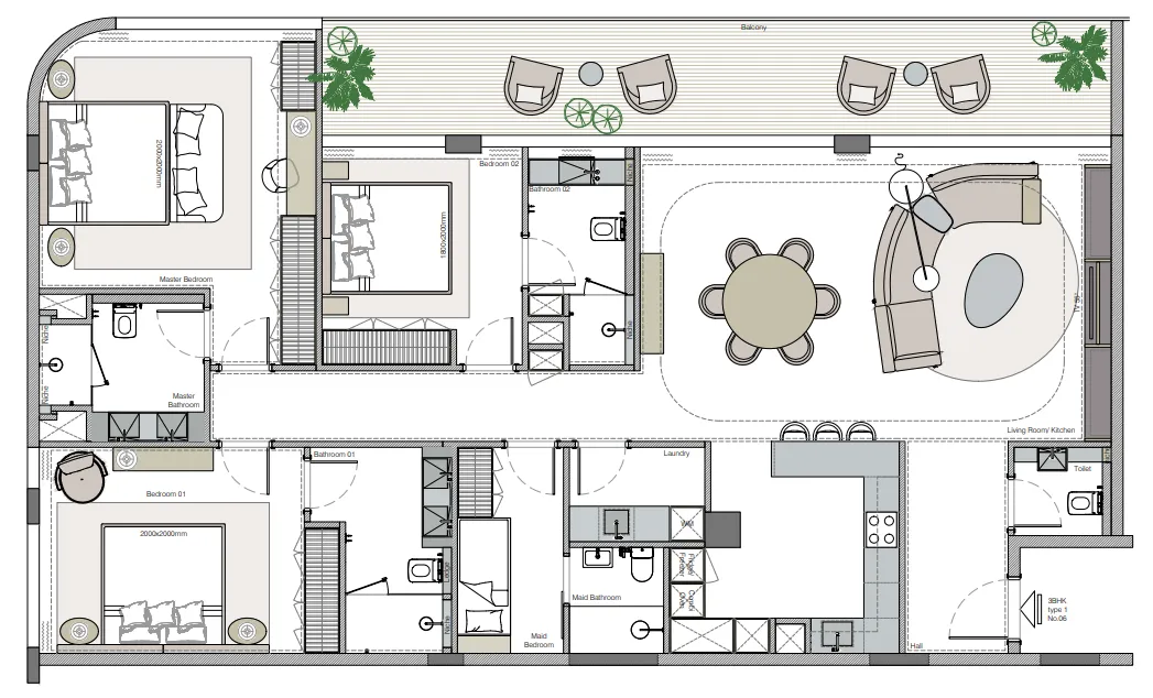 3.5 bedroom Apartments floor plan at Helvetia Marine by DHG