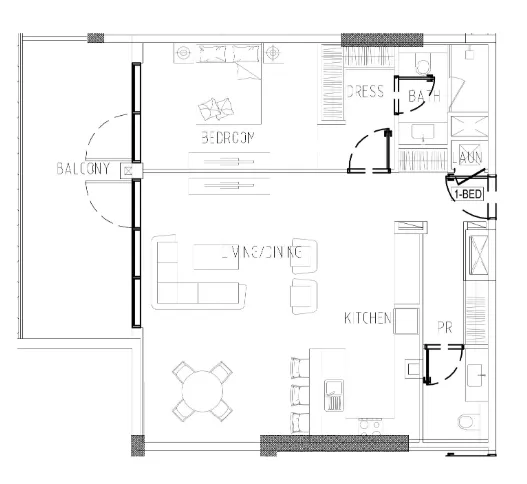 1 bedroom Apartments floor plan at Damac Riverside Views