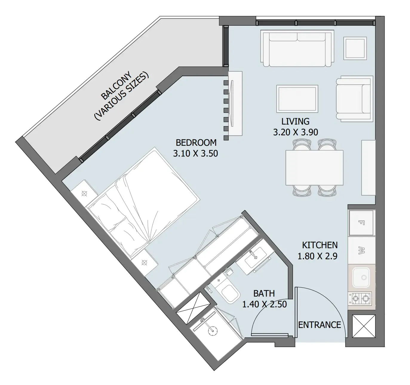 1 bedroom Apartments floor plan at Verdana III