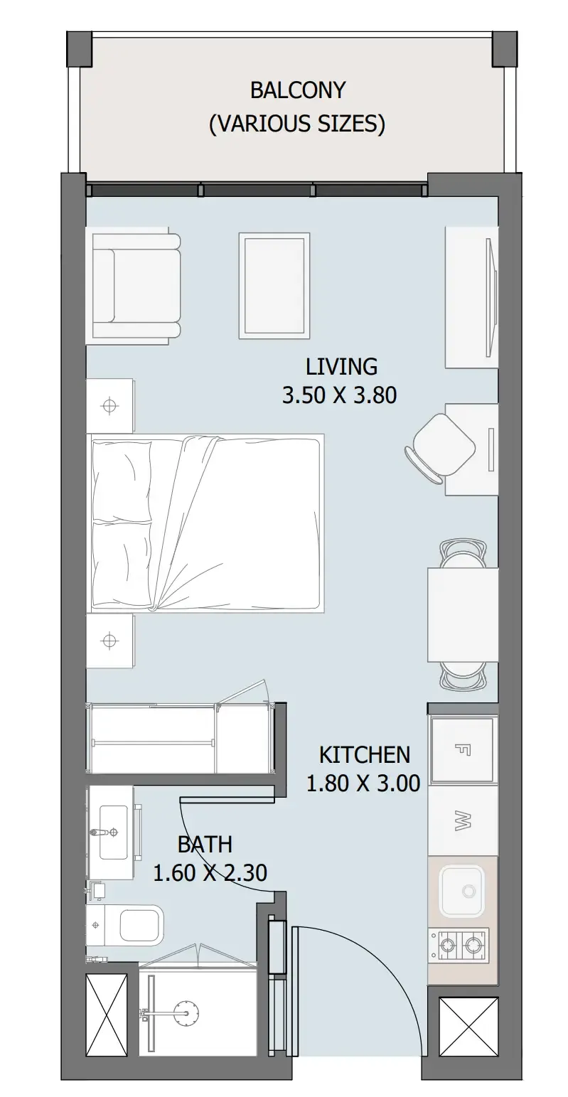 0 bedroom Apartments floor plan at Verdana III