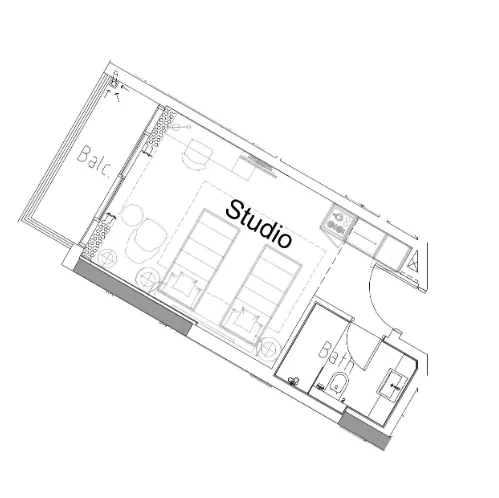 0 bedroom Apartments floor plan at Damac Hills 2 - Hotel Edge by Rotana