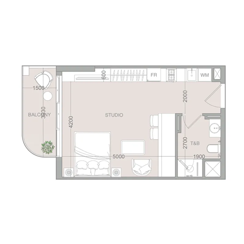 0 bedroom Apartments floor plan at VERDAN1A 4