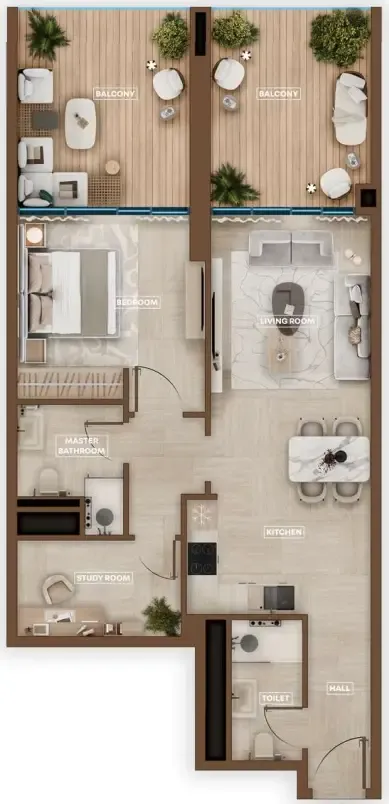 1.5 bedroom Apartments floor plan at Sky Hills Astra