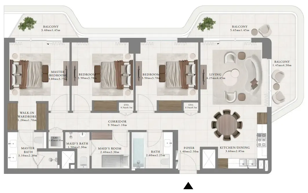 3 bedroom Apartments floor plan at Sera 2