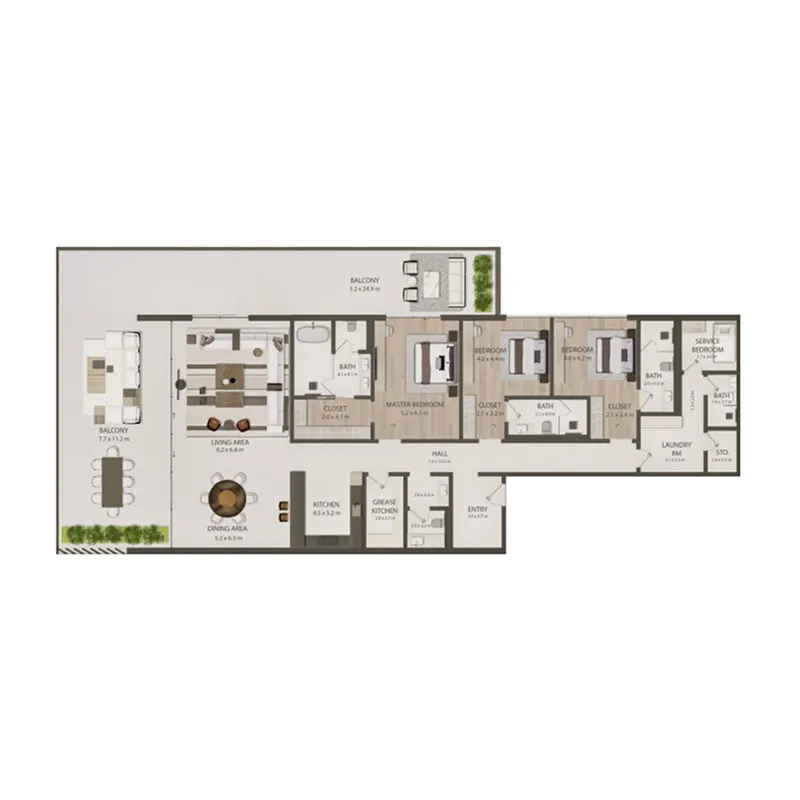 3 bedroom Apartments floor plan at Omoria Private Residences