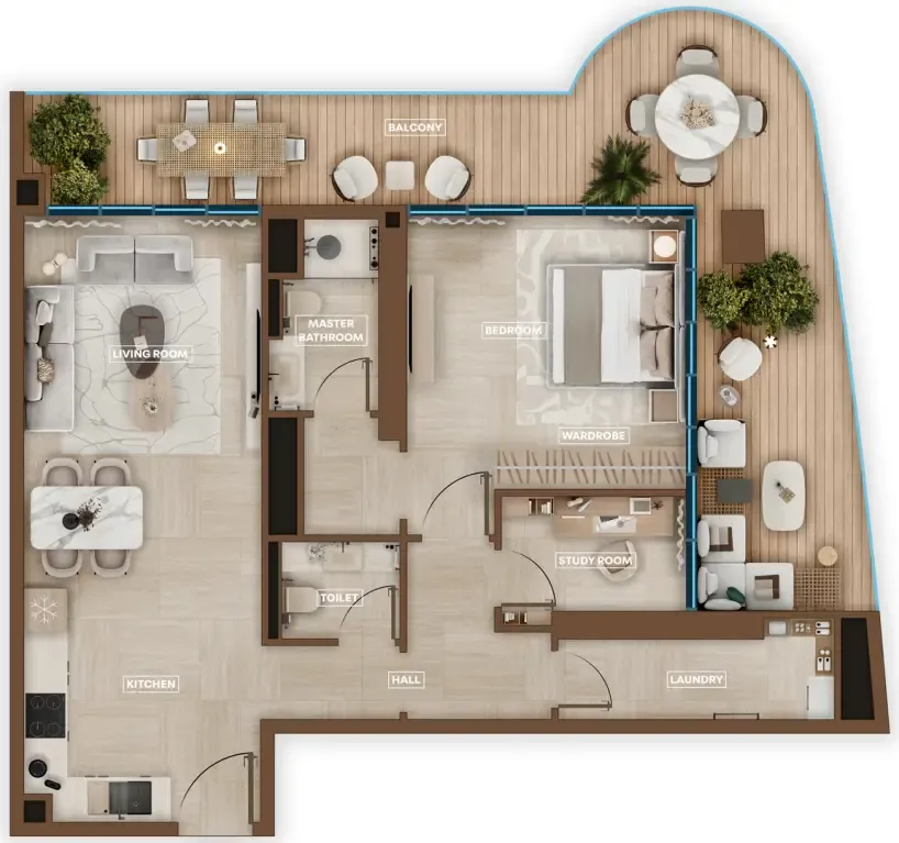 1.5 bedroom Apartments floor plan at Sky Hills Astra