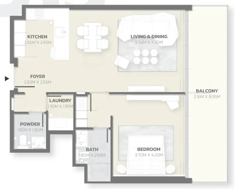 1 bedroom Apartments floor plan at Tonino Lamborghini Residences