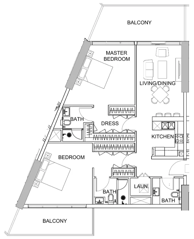 2 bedroom Apartments floor plan at Golf Greens