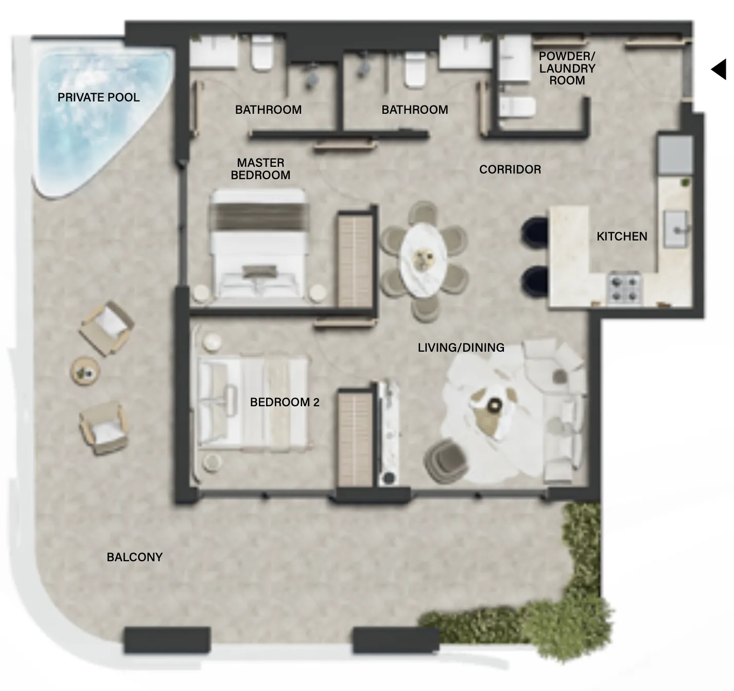 2 bedroom Apartments floor plan at Weybridge Gardens 4