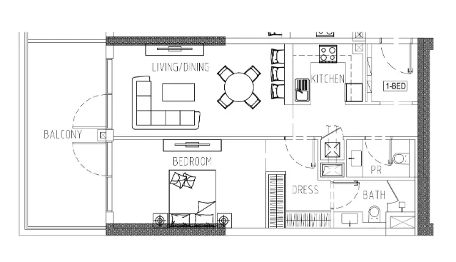 1 bedroom Apartments floor plan at Damac Riverside Views
