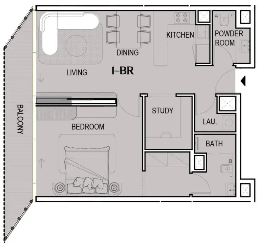 1 bedroom Apartments floor plan at Tresora by Wadan