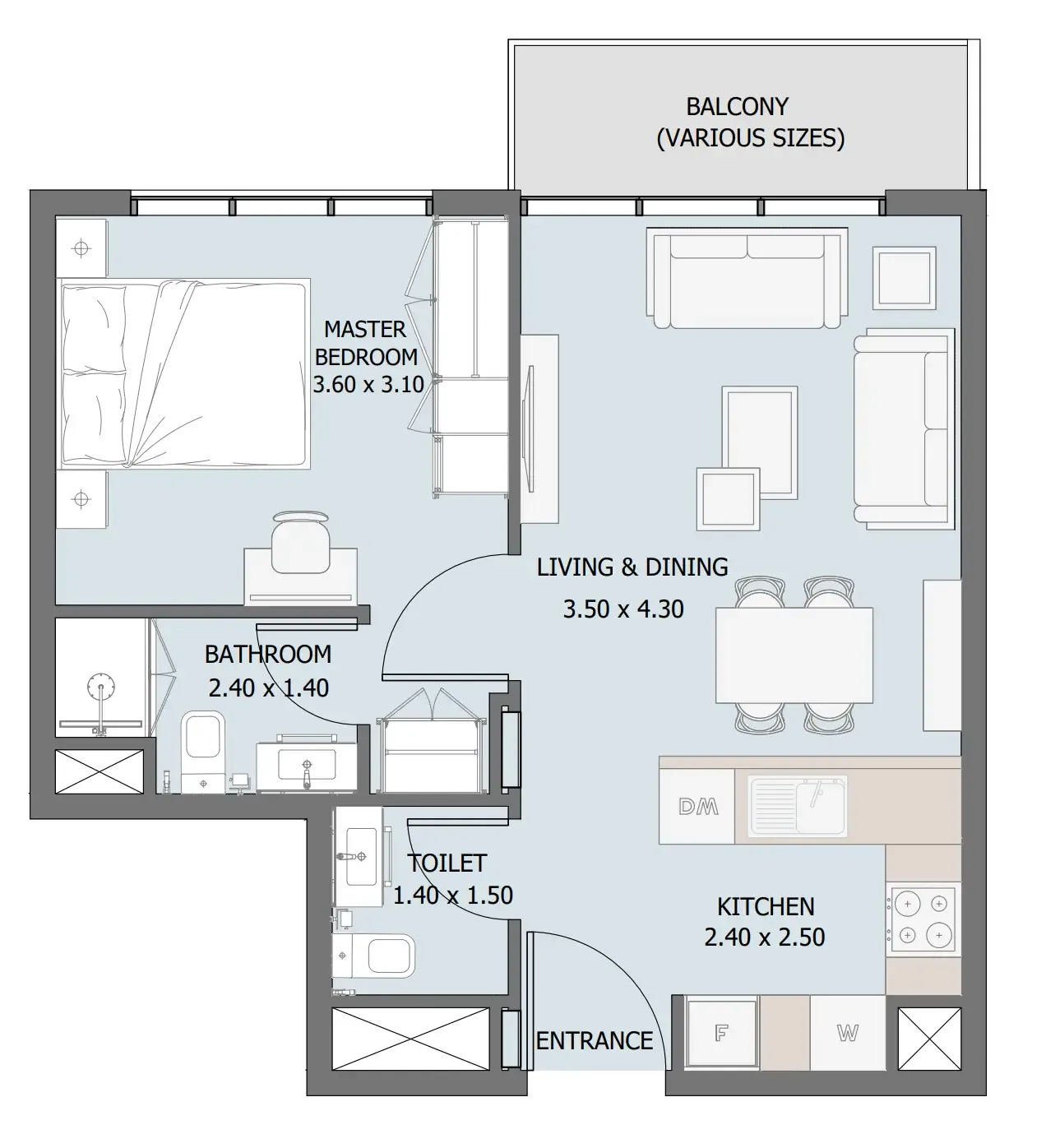 1 bedroom Apartments floor plan at Verdana III