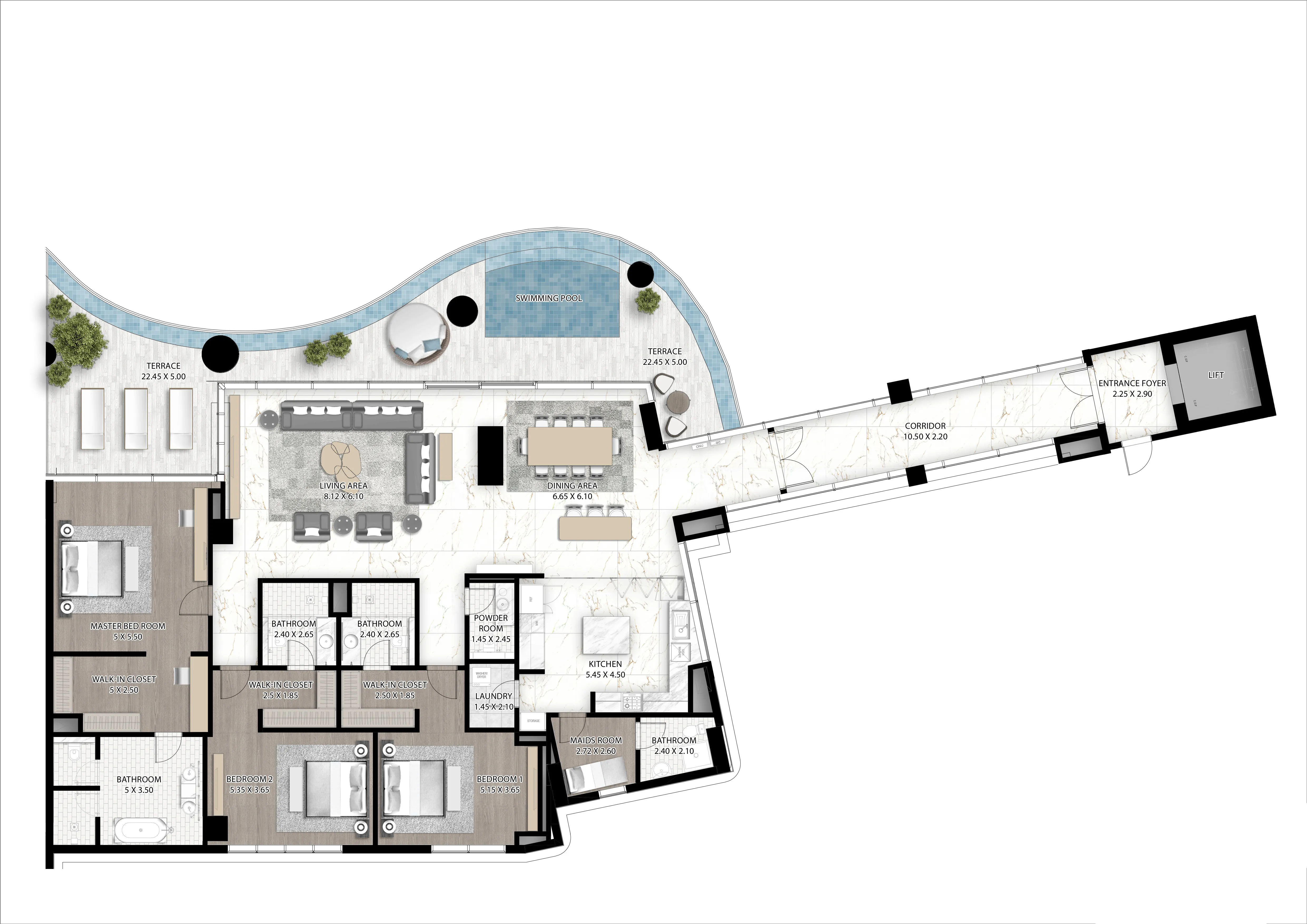 3 bedroom Apartments floor plan at Cavalli Couture