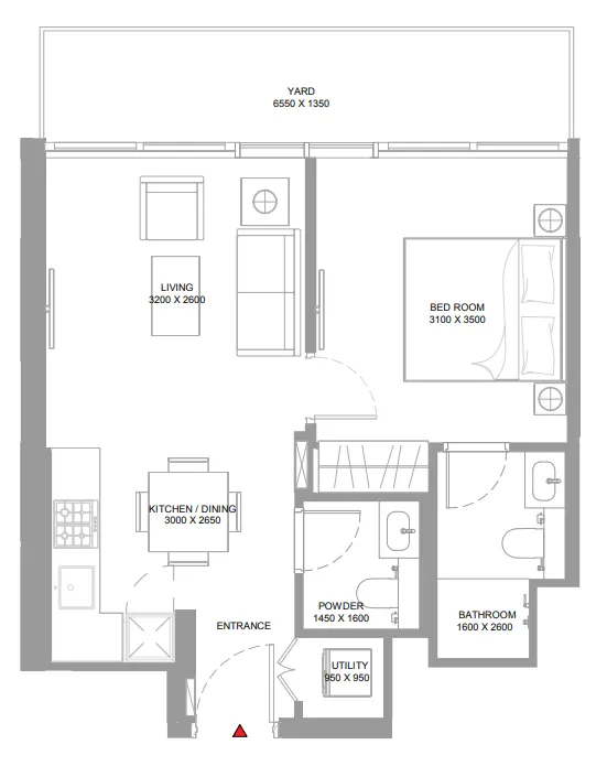 1 bedroom Apartments floor plan at Pierside Marina Residences