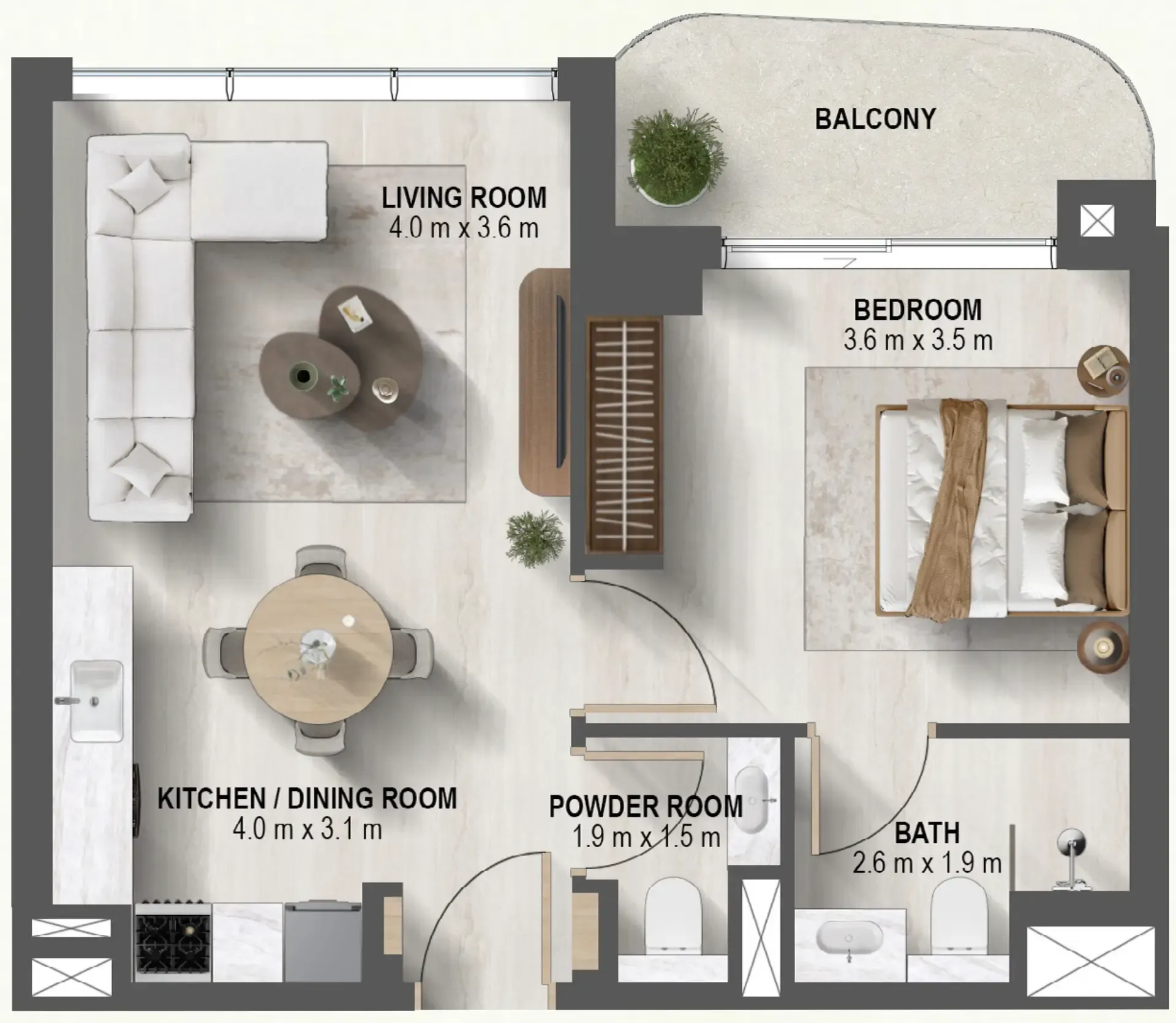 1 bedroom Apartments floor plan at Sanctuary