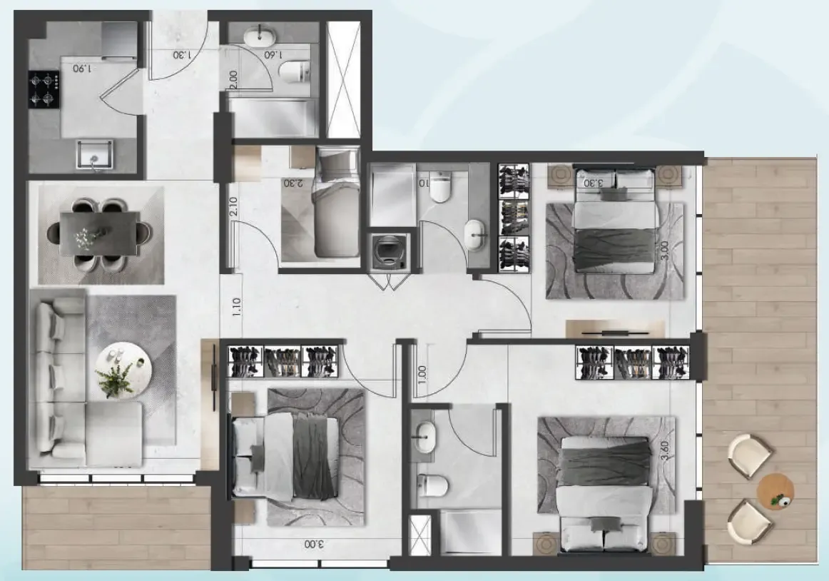 3.5 bedroom Apartments floor plan at Saray South Residences