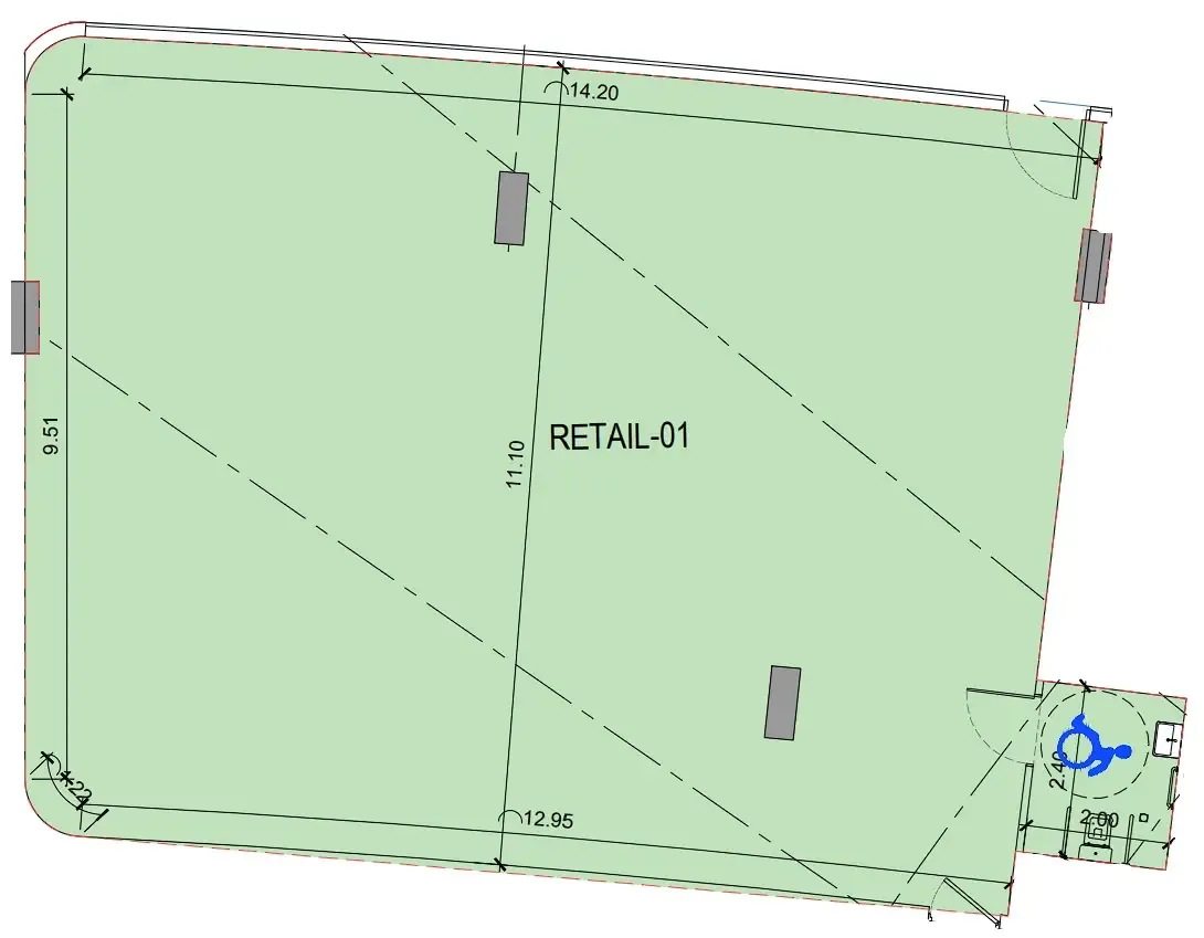  bedroom Retail floor plan at Binghatti Skyflame