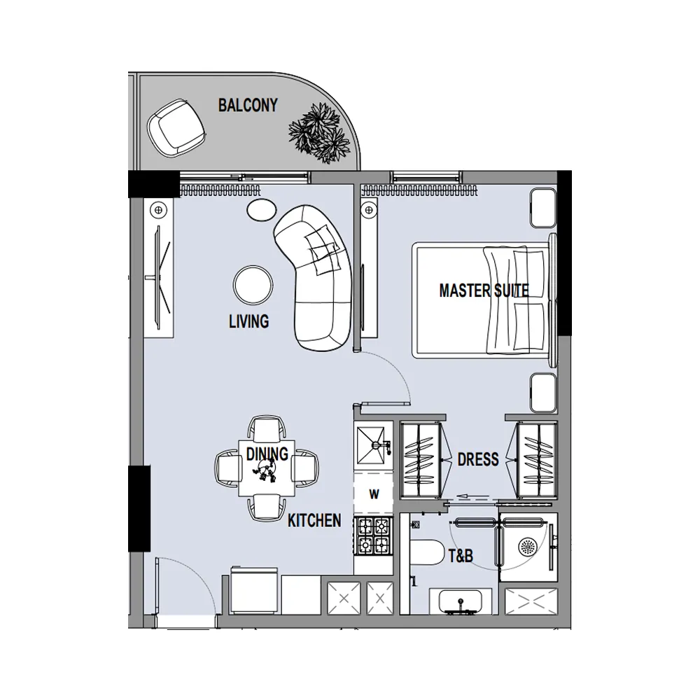 1 bedroom Apartments floor plan at Verso