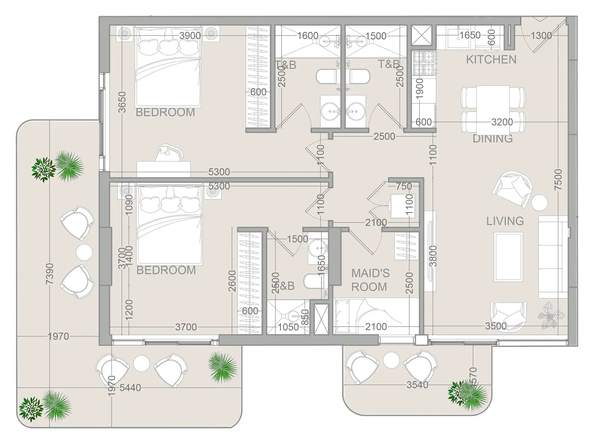 2 bedroom Apartments floor plan at TETR1S Tower