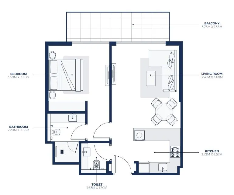 1 bedroom Apartments floor plan at Creek Views 3