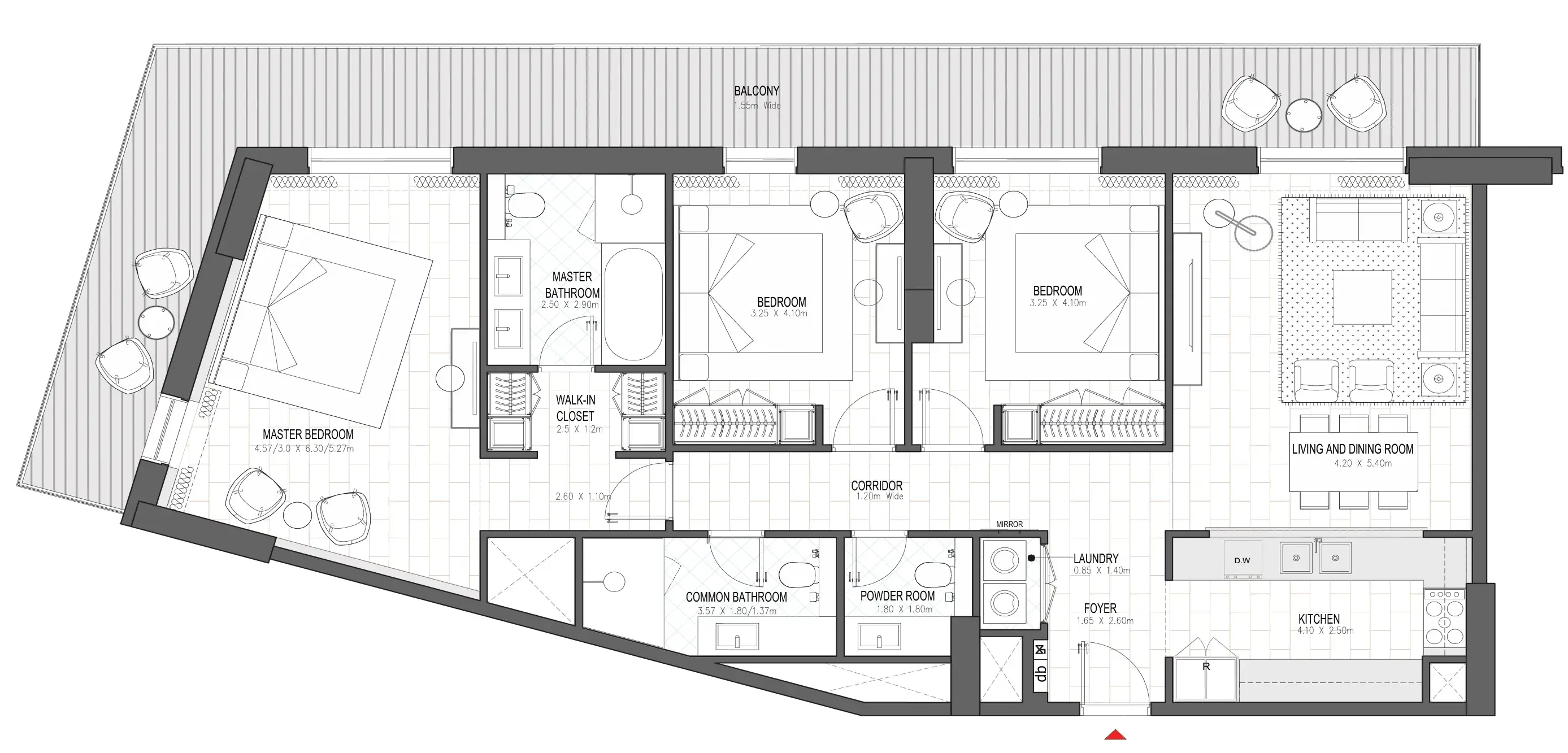 3 bedroom Apartments floor plan at Palace Residences Al Mamsha