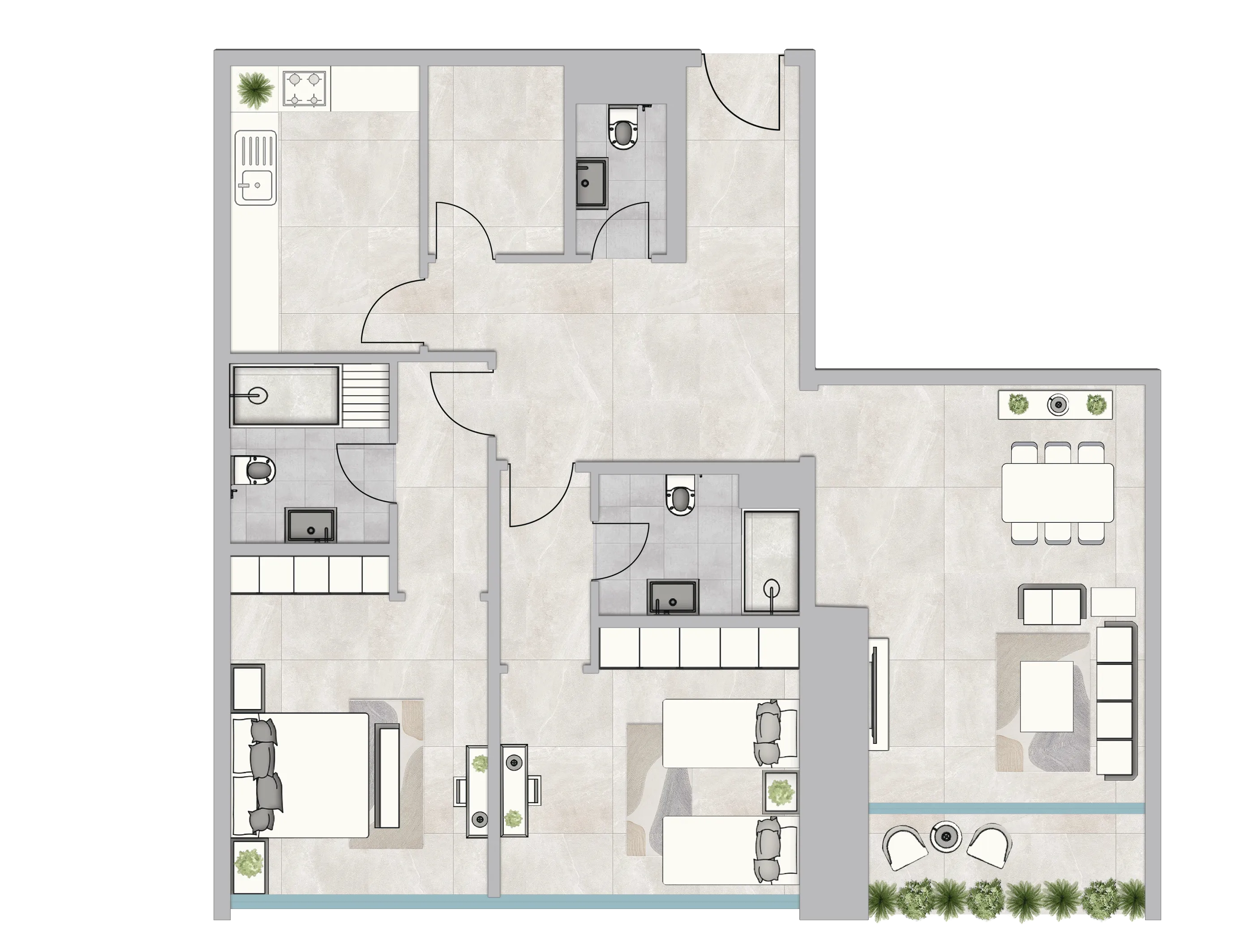 2 bedroom Apartments floor plan at Infinity Tower