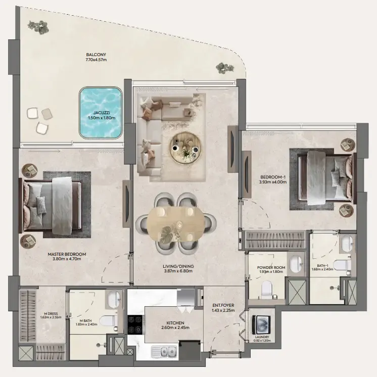 2 bedroom Apartments floor plan at Hermina by Casagrand