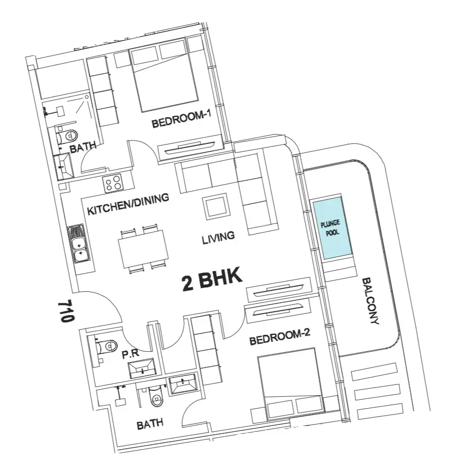 2 bedroom Apartments floor plan at Villa Del Garda