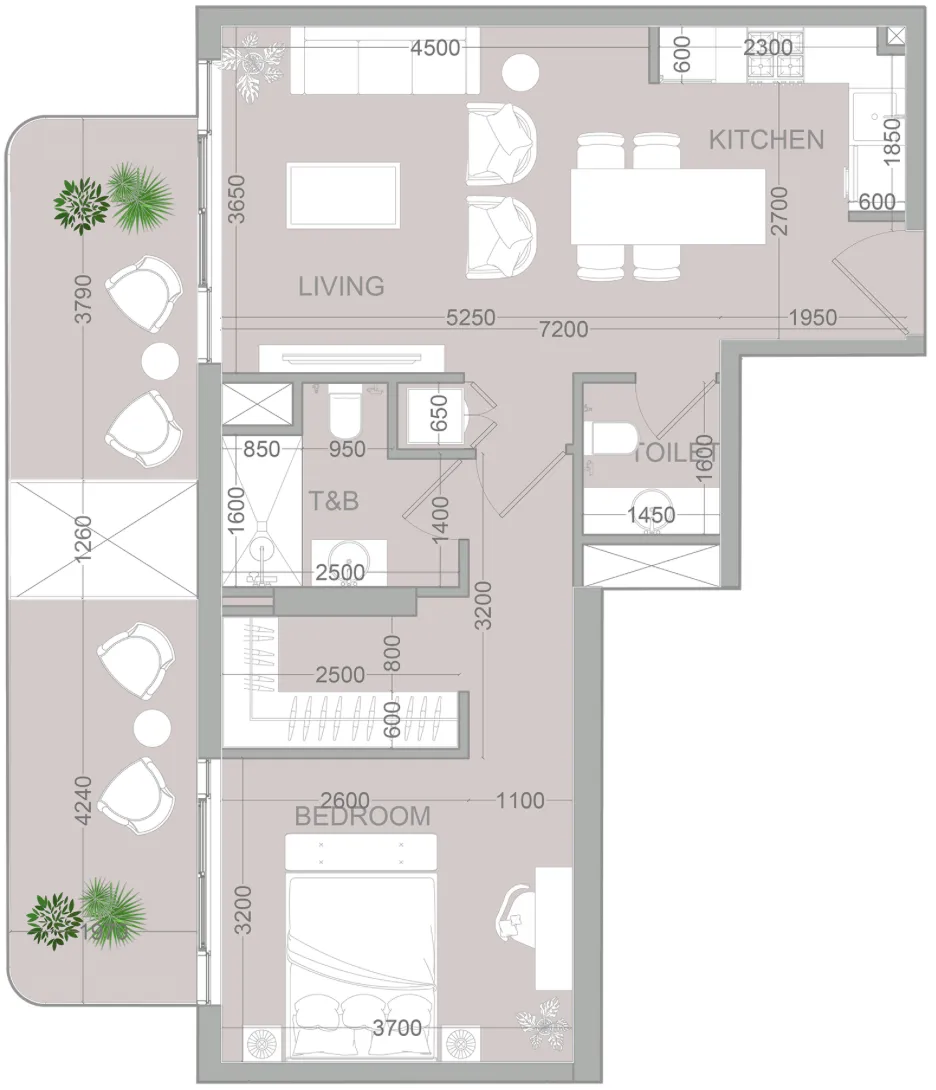 1 bedroom Apartments floor plan at TETR1S Tower