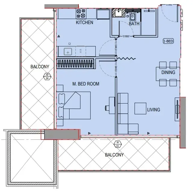 1 bedroom Apartments floor plan at Binghatti Apex